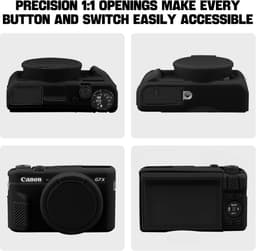 Siliconen camerahoes - Beschermhoes - Camerabeschermingshoes - Compatibel met Canon G7X Mark III camera - Zwart — thumbnail 3