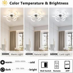 Moderne Plafondventilator 45cm met Dimbaar LED Licht - Goud Afwerking - 6 Snelheden & Zomer/Winter Stand — thumbnail 3