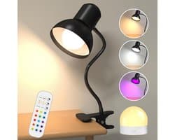 Oplaadbare Klemleeslamp met 15 Kleuren & 10 Helderheden | RGB Sfeerverlichting USB-C