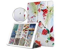 Harde Smart PC iPad 10.2 9e 8e 7e Generatie Hoes - Transparante Achterkant met Vogel Bloemen