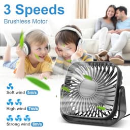 Mini USB Tafelventilator 10 cm - Stil, 360° Rotatie, 3 Snelheden voor Thuis en Kantoor — thumbnail 2