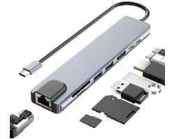 Elkuaie 8-In-1 Usb-C Hub - Docking Station Laptop - 4K Hmdi & Snel Opladen Tot 100 W - 5 - Draagbaar Ontwerp - Zwart