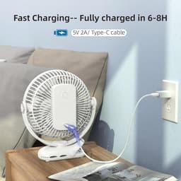 Draagbare 8 Inch Clip-on Ventilator met 10000 mAh Batterij en 4 Snelheden — thumbnail 4