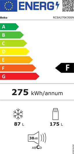 Beko RCSA270K30SN - Koel-vriescombinatie - 262 liter - Roestvrijstaal — thumbnail 3