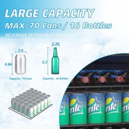 Mini Koelkast 80 Liter - Vrijstaande Drankkoeler voor Softdrinks - Glazen Deur en Verstelbare Planken — thumbnail 2