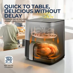 Lunekiss luchtfriteuse 5L olievrij fornuis met digitaal aanraakscherm, antiaanbakmand, zichtbaar venster en familieformaat — thumbnail 5