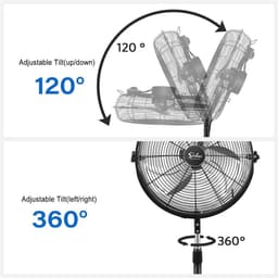 18 inch Pedestal Staande Ventilator - Hoge Snelheid, Metaal, Verstelbare Hoogte — thumbnail 3