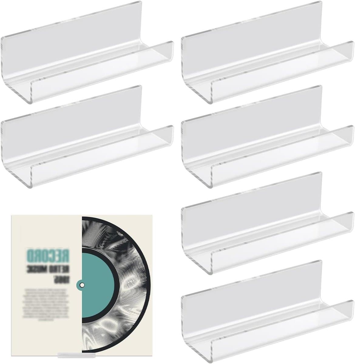 Allecta - Vinylplaat Muurbevestiging voor Acryl Albumplaten - Geen Boren - Houder Standaardrekken voor Vinylplaten - Duidelijk Design — afbeelding 1