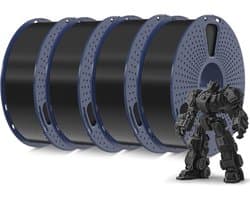 4 kg 3D-printer filament PLA+ 1,75 mm - zwart - set van 4 spoelen