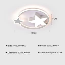 Dimbare Led-plafondlamp voor Kinderkamer met Afstandsbediening en Sterren Motief - 40 cm — thumbnail 5
