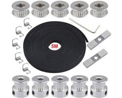 Professionele 5m GT2 Timing Belt Set met 20-Tanden Riem Pulley en Accessoires voor 3D Printers