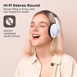 Bluetooth Koptelefoons, PowerLocus P2 draadloze Over-Ear Koptelefoon Inklapbaar, Met microfoon, Micro SD slot, FM Radio, draadloze en kabel Koptelefoon voor Smartphone,Tablets,Laptops,TV (Zwart/Wit) — thumbnail 2
