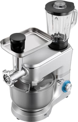 6 L Elektrische Keukenmixer met Een Vermogen van 1500 W, Kantelbaar Ontwerp, 6+P Snelheden, Inclusief 1,5 L Blenderbeker, Roestvrijstalen Kom, Deeghaak, Garde en Klopper voor Bakken en Mixen, Zilver — thumbnail 2