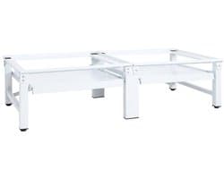 vidaXL - Wasmachine- - en - drogerverhoger - met - uittrekbare - schappen - wit