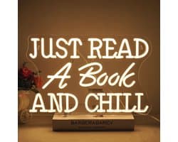 Neon Leestekens voor Bibliotheek en Studiekamer - Warm Witte Wanddecoratie