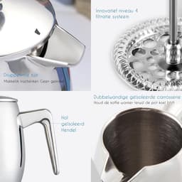 Stainless Steel Franse Pers Koffiemaker 700ml – Dubbelwandig Geïsoleerd — thumbnail 2