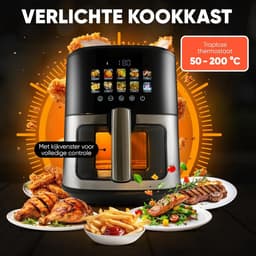 Grote Heteluchtfriteuse 6.5L RVS - 1700W met 9 Programma's voor Gezond Frituren — thumbnail 3