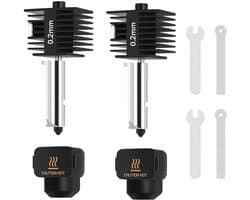 2 stuks A1 Mini Hotend Set 0,2 mm Gehard Stalen Mondstuk en Verwarmingblok voor A/A1 Mini 3D-printer