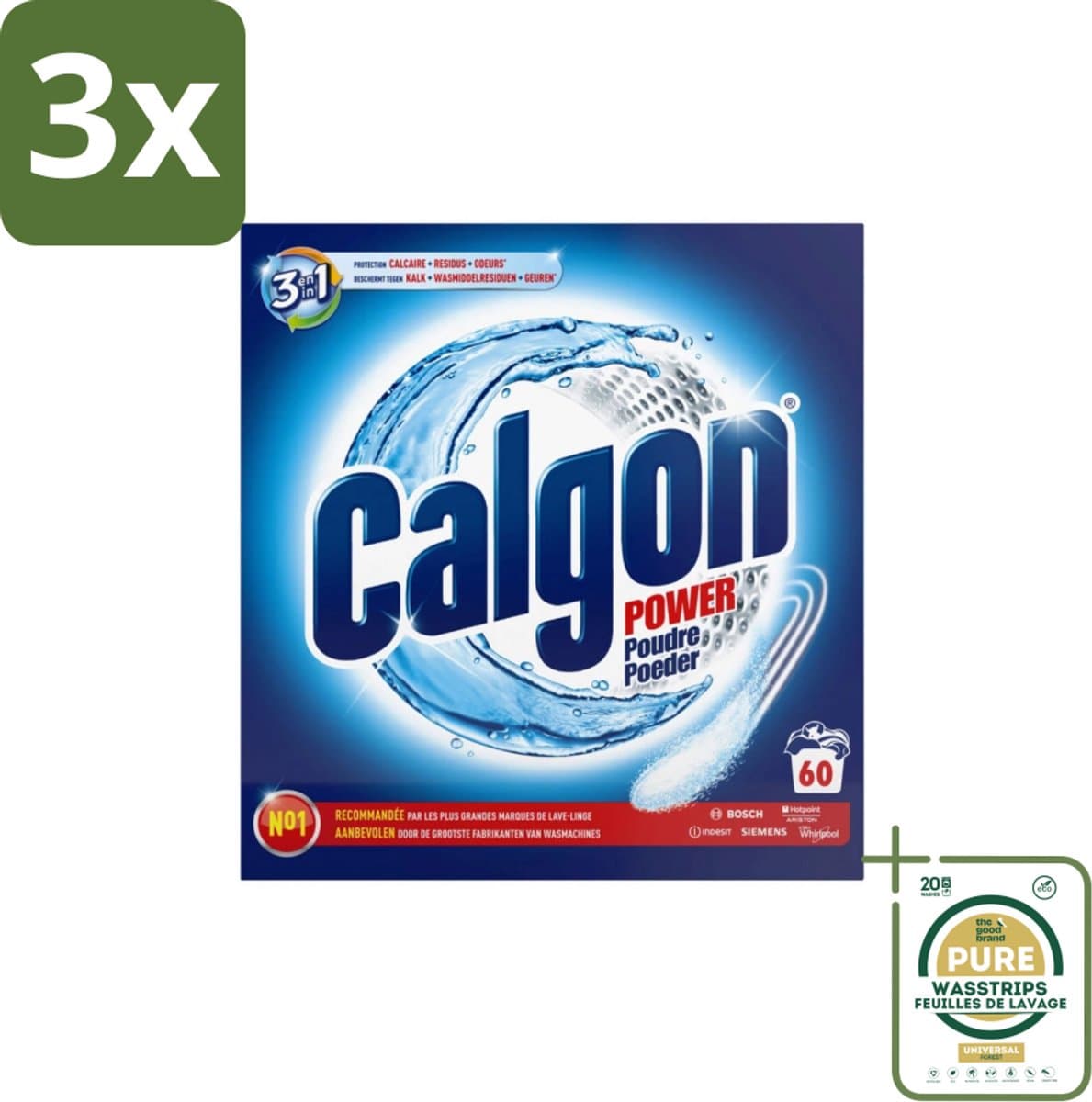 3 x Calgon – Wasmachinereiniger Poeder – 3-in-1 Power Anti-Kalk – 60 doseringen - Grootverpakking - Koffiezetapparaat - Koffiezetapparaat - Koffiezetapparaat — afbeelding 1