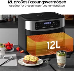 Heteluchtfriteuse 12L met 2 Laden, 10 Programma's en Zichtvenster – 2600W — thumbnail 6