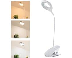 Oplaadbare LED Leeslamp met Flexibele Zwanenhals en Klem - 3 Lichtstanden