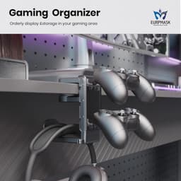 3-in-1 Gaming Hoofdtelefoon en Controller Houder met Verstelbare Arm - Onder Bureau Standaard — thumbnail 3