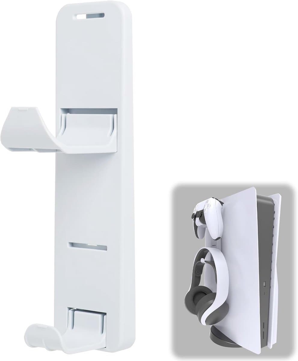 Universele Controller en Koptelefoonhouder - Vouwbare Wandbeugel met 2 Haken voor Gamingaccessoires - Duurzame ABS + Compact Ontwerp (19cm) — afbeelding 1