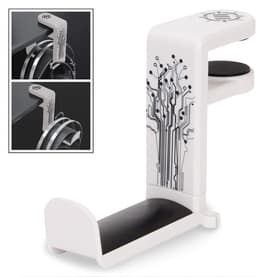 Hoofdtelefoon Hanger met Verstelbare Draaibare Arm - Onder Bureau Klem, Universele Pasvorm en Kabel Organiser - Wit — thumbnail 1