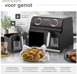 tectake® Dubbele Airfryer Samurai - Airfryer XXL - 8L inhoud - 2400W - 7 bakprogramma's - 2 Lades - Dubbele mand - Dual zone technologie - Heteluchtfriteuse — thumbnail 5