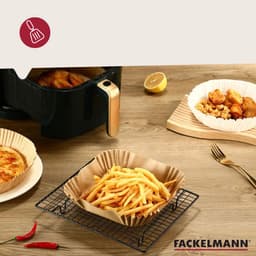 Set van 300 ronde papieren airfryer bakvormpjes 16 cm Fackelmann — thumbnail 5