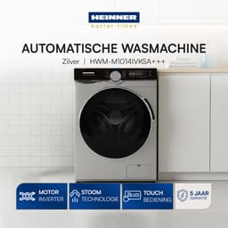 Heinner HWM-M1014IVKSA++ Wasmachine 10 kg – Inverter Motor – 1400 tpm – 14 Programma’s – Stoomfunctie – Energieklasse A – Touchbediening – Zilver – 5 Jaar Garantie — thumbnail 5