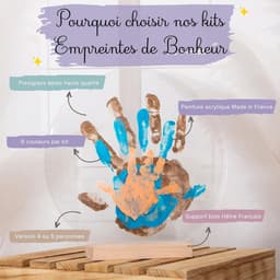 Geluksafdrukken Set 3 Handen Parelmoer – Niet-giftig Materiaal – Hand- en Voetafdrukken Baby – Uniek Cadeau Geboorte – Decoratie Slaapkamer – Made in France — thumbnail 4