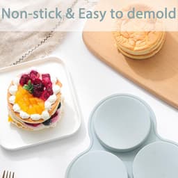 Oneay 2-delige set - Siliconen ovenvormen voor airfryers, antiaanbakvormen voor hamburgerbroodjes, ronde eiervormen voor ontbijtsandwiches, taarten en cakes — thumbnail 2