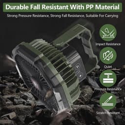 Oplaadbare Usb-campingventilator met Stille Werking en LED-verlichting - 4 Snelheden Tafelventilator voor Buiten — thumbnail 4