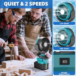 Draagbare Oplaadbare Ventilator met Klem - 2 Snelheden - Voor Werkplaats, Camping en Kinderwagen — thumbnail 1