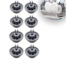 Vaatwasser wieltjes - 8x Vaatwasser Wiel - Vaatwasser onderkorf wieltjes - 3.6x3.6x2.5cm - Aatwasser Korf Wieltjes Universeel - Vaatwasvserrek - Vervangingsonderdelen - Universeel - Voor onderste rekken - Voor alle merken - Voor vaatwassers - Grijs