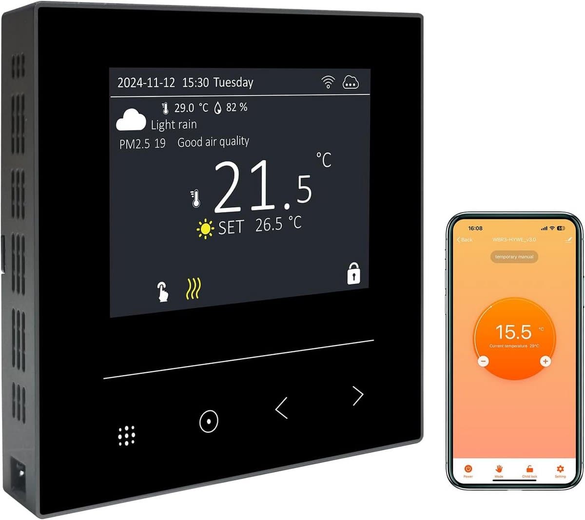Slimme Thermostaat voor 3A Water Vloerverwarming - Programmeerbaar, Wifi & App Bediening — afbeelding 1