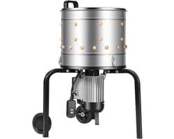 Plukmachine voor Gevogelte - Elektrische Kippenplukker - 400 mm Trommel - 500 W Motor - 114 Zachte Plukvingers - RVS - Transportwielen - Capaciteit 1-2 Kippen