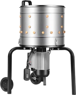 Plukmachine voor Gevogelte - Elektrische Kippenplukker - 400 mm Trommel - 500 W Motor - 114 Zachte Plukvingers - RVS - Transportwielen - Capaciteit 1-2 Kippen — thumbnail 1