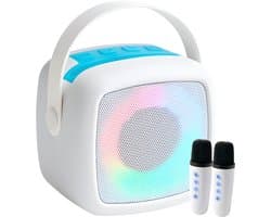 Lomera Karaoke Set Draadloos – Draadloze Microfoons – Bluetooth Speaker – RGB-Verlichting – Compacte Karaoke Set – Karaoke Set Mini – Bluetooth Speaker – AUX / USB – Stemvervorming Effecten – Feestelijke Sfeer – Draagbare Karaoke Speaker