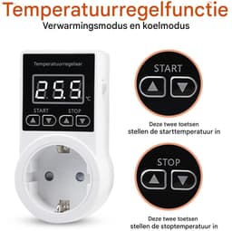 GELLDG Temperatuurregelaar - met schakelaar - 250V temperatuurregelaar - met sensor - waterdichte thermostaat/verwarming - slimme thermostaatfitting - Thermostaat - geschikt voor kassen, glazen containers, aquaria en kiemverwarmers — thumbnail 3