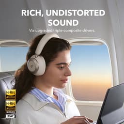 Soundcore Space One Pro by Anker, adaptieve actieve ruisonderdrukking, 6 microfoons, opvouwbaar design, 60 uur lossless audio, ultrasnel opladen, hi-res draadloze audio via LDAC, comfortabele pasvorm — thumbnail 9