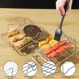 AF400EU Heteluchtfriteuse, grillrooster met 4 spiesen, airfryer-frame, 304 roestvrij staal, stoomrek, multifunctionele airfryer-accessoires, compatibel met de meeste heteluchtfriteuses AF300EU — thumbnail 4