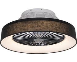 QAZQA emily - LED Plafondventilator met Verlichting | Lamp en Afstandsbediening - 1 lichts - Ø 47 cm - Zwart - Woonkamer | Slaapkamer | Keuken — afbeelding 1