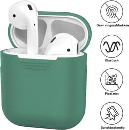 Hoesje - Geschikt voor Apple Airpods 2 - Siliconen Hoes met Clip - Silicone Case Cover - Midnight Green — thumbnail 2
