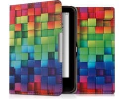 kwmobile e-reader hoesje geschikt voor Tolino Vision 1 / 2 / 3 / 4 HD hoes - E reader flip case met magnetische sluiting - Ereader cover - Regenboog Kusbussen design in meerkleurig / groen / blauw