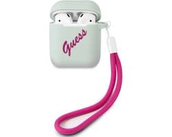 GUESS Vintage Siliconen AirPods 1 & AirPods 2 Case - Mint Groen