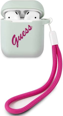 GUESS Vintage Siliconen AirPods 1 & AirPods 2 Case - Mint Groen — thumbnail 1