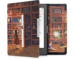 kwmobile e-reader hoesje geschikt voor Kobo Aura Edition 1 hoes - E reader flip case met magnetische sluiting - Ereader cover - Magische Bibliotheek design in meerkleurig