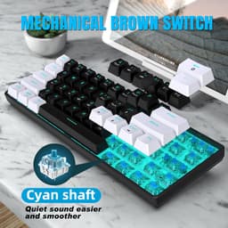 HXSJ V900 - Bedrade Gaming Toetsenbord - Mechanisch - Blue Switch - 61 Keys - QWERTY Toetsenborden - Zwart wit — thumbnail 8